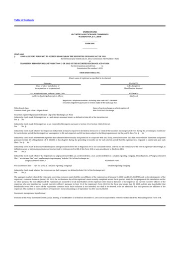 Thumbnail Thor Industries
 10-K Annual Report 2011