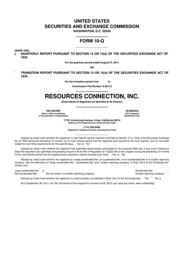Thumbnail RGP (Resources Connection) 10-Q Quarterly Report FY2012 