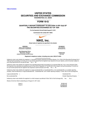 Vorschaubild Nike 10-Q Quartalsbericht 2012 