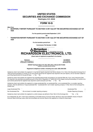 Thumbnail Richardson Electronics 10-Q Quarterly Report FY2012 