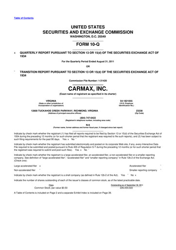 Miniature CarMax
 10-Q Rapport trimestriel 2012 