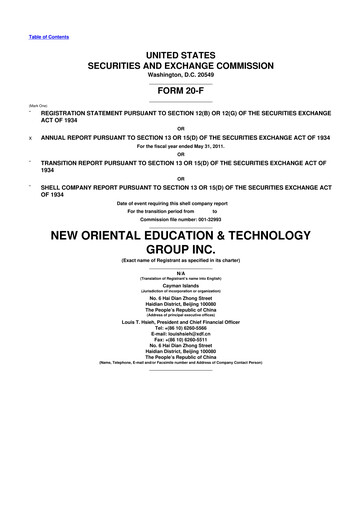 Thumbnail New Oriental 20-F Annual Report 2011