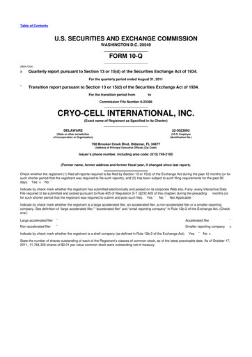 Thumbnail Cryo-Cell International 10-Q Quarterly Report FY 