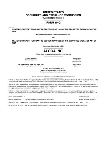 Thumbnail Howmet Aerospace
 10-Q Quarterly Report FY2011 