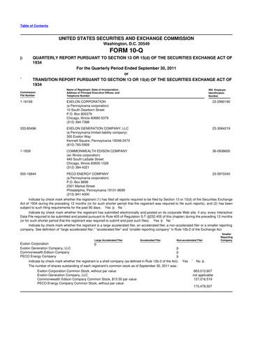 Thumbnail Exelon Corporation 10-Q Quarterly Report FY2011 