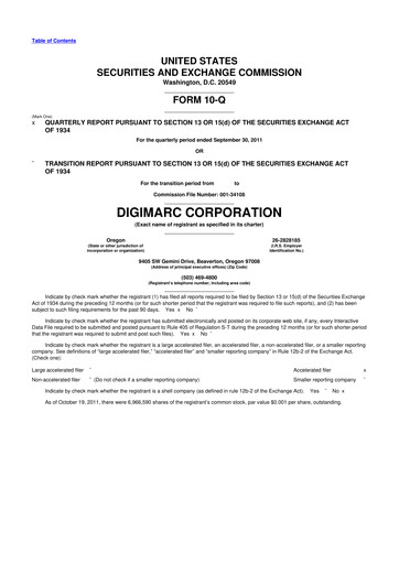 Thumbnail Digimarc
 10-Q Quarterly Report FY2011 