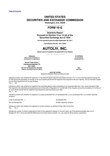 Vorschaubild Autoliv 10-Q Quartalsbericht 2011 