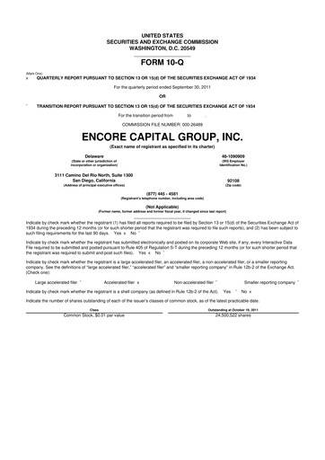 Thumbnail Encore Capital Group 10-Q Quarterly Report FY2011 