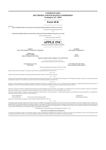 Thumbnail Apple 10-K Annual Report 2011