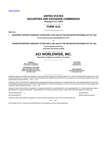 Thumbnail ACI Worldwide
 10-Q Quarterly Report FY2011 