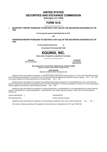 Thumbnail Equinix 10-Q Quarterly Report FY2011 