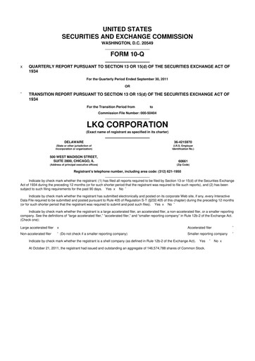 Thumbnail LKQ Corporation 10-Q Quarterly Report FY2011 