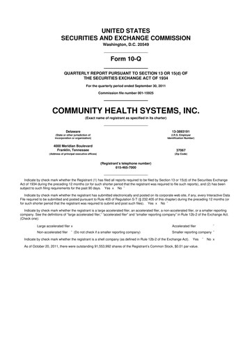 Miniature Community Health Systems
 10-Q Rapport trimestriel 2011 