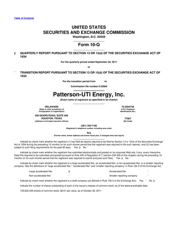 Thumbnail Patterson-UTI Energy 10-Q Quarterly Report FY2011 