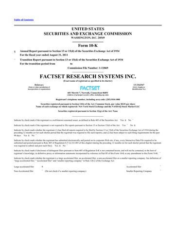 Thumbnail FactSet 10-K Annual Report 2011