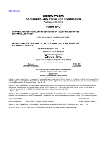 Thumbnail Crocs 10-Q Quarterly Report FY2011 