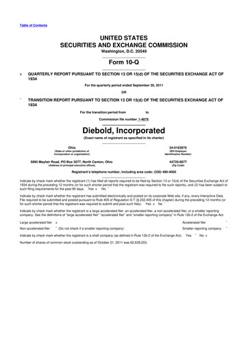 Miniature Diebold Nixdorf
 10-Q Rapport trimestriel 2011 