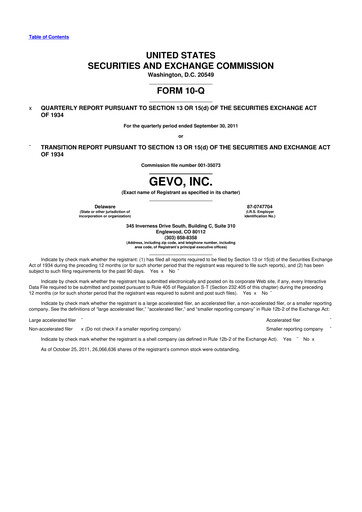 Vorschaubild Gevo 10-Q Quartalsbericht 2011 