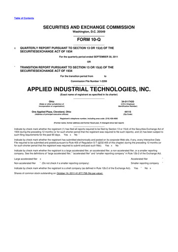 Vorschaubild Applied Industrial Technologies
 10-Q Quartalsbericht 2012 