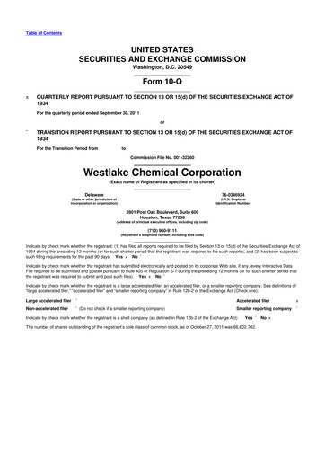 Thumbnail Westlake Corporation
 10-Q Quarterly Report FY2011 