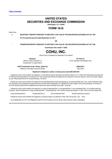 Thumbnail Cohu 10-Q Quarterly Report FY2011 