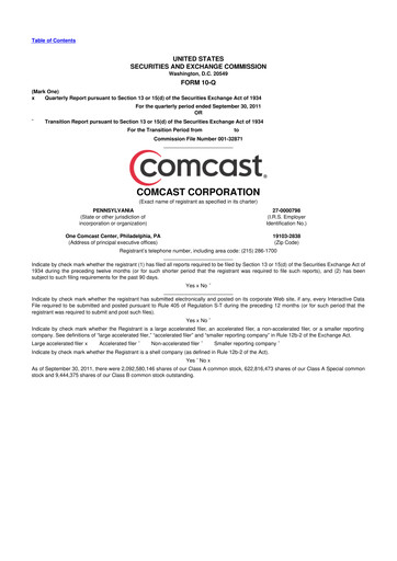 Vorschaubild Comcast 10-Q Quartalsbericht 2011 