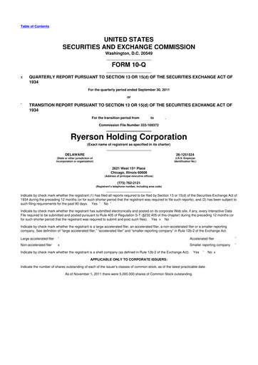 Thumbnail Ryerson 10-Q Quarterly Report FY2011 