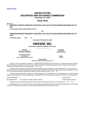 Thumbnail Vmware 10-Q Quarterly Report FY2011 