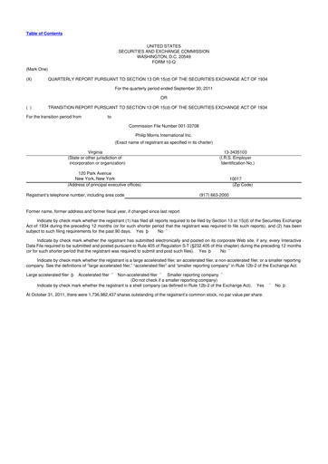 Vorschaubild Philip Morris International 10-Q Quartalsbericht 2011 