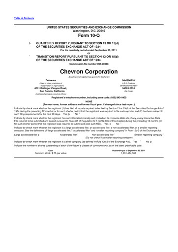 Thumbnail Chevron 10-Q Quarterly Report FY2011 
