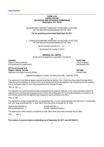 Vorschaubild Imperial Oil
 10-Q Quartalsbericht 2011 