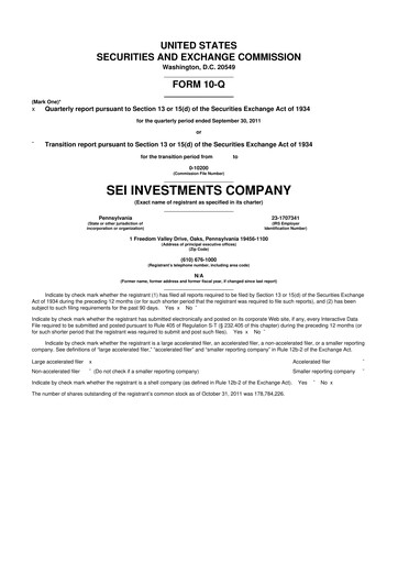 Thumbnail SEI Investments 10-Q Quarterly Report FY2011 