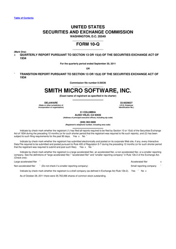 Miniature Smith Micro Software
 10-Q Rapport trimestriel 2011 