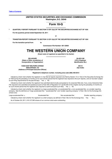 Thumbnail Western Union 10-Q Quarterly Report FY2011 