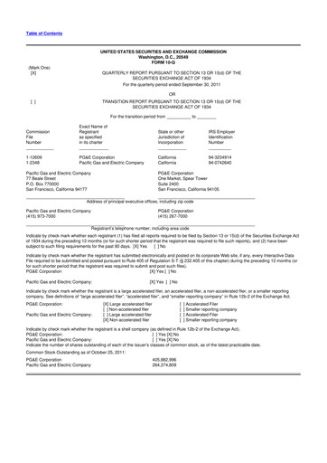 Thumbnail PG&E Corporation 10-Q Quarterly Report FY2011 