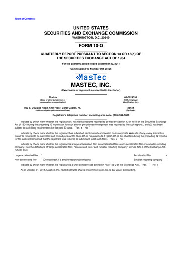 Thumbnail MasTec 10-Q Quarterly Report FY2011 