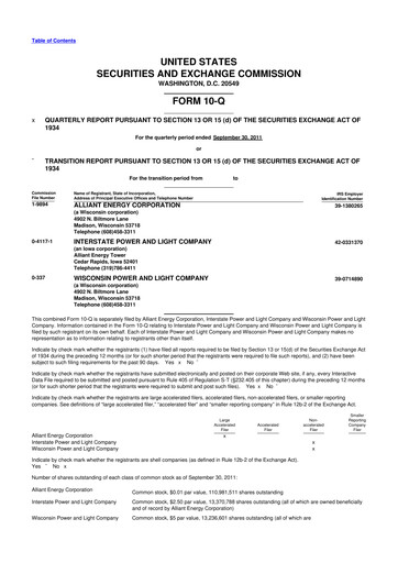 Thumbnail Alliant Energy 10-Q Quarterly Report FY 