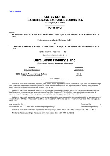 Vorschaubild UCT (Ultra Clean Holdings) 10-Q Quartalsbericht 2011 
