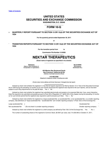 Thumbnail Nektar Therapeutics
 10-Q Quarterly Report FY2011 