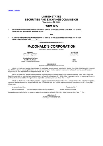 Thumbnail McDonald 10-Q Quarterly Report FY 