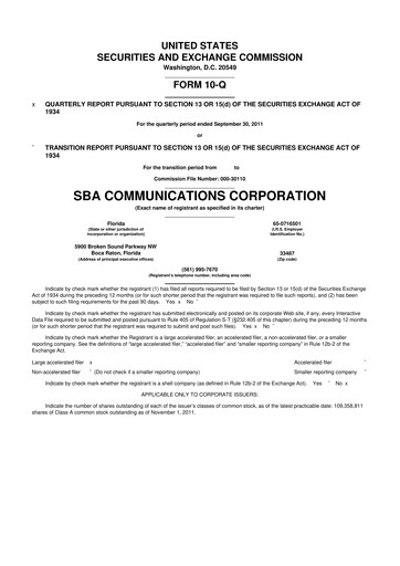 Thumbnail SBA Communications 10-Q Quarterly Report FY2011 