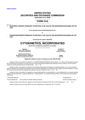 Thumbnail Cytokinetics
 10-Q Quarterly Report FY2011 