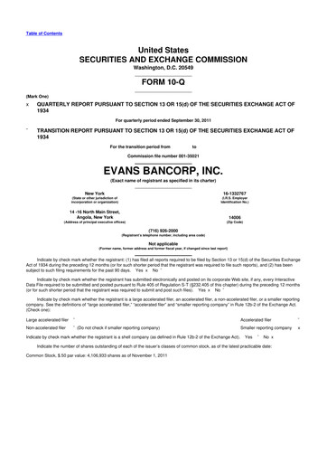 Vorschaubild Evans Bancorp 10-Q Quartalsbericht 2011 