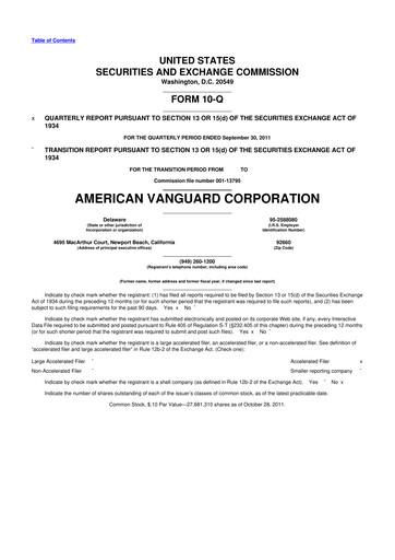 Thumbnail American Vanguard 10-Q Quarterly Report FY 