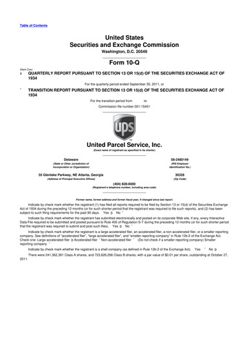 Thumbnail United Parcel Service 10-Q Quarterly Report FY2011 