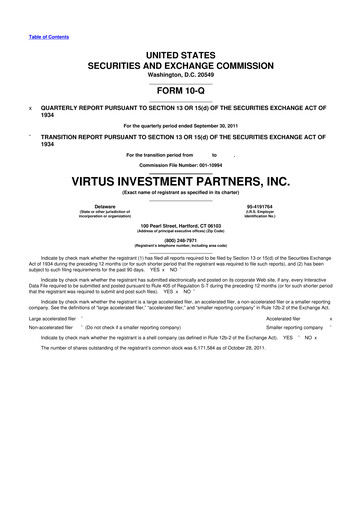 Thumbnail Virtus Investment Partners 10-Q Quarterly Report FY2011 