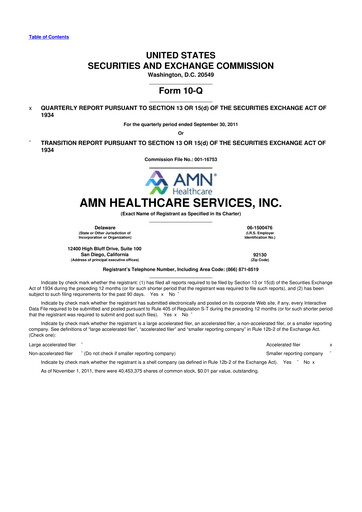 Thumbnail AMN Healthcare Services 10-Q Quarterly Report FY2011 