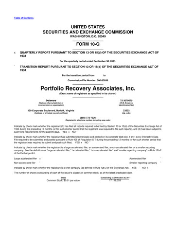 Thumbnail PRA Group
 10-Q Quarterly Report FY2011 