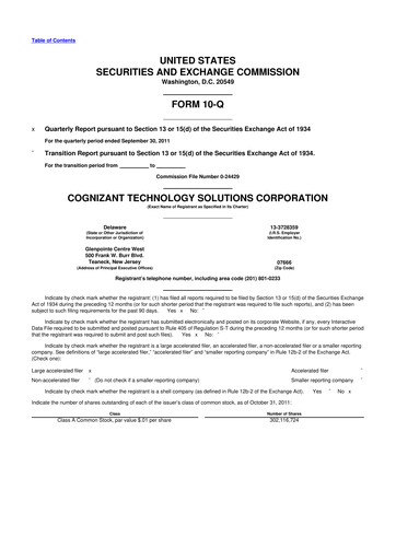 Thumbnail Cognizant Technology Solutions  10-Q Quarterly Report FY2011 