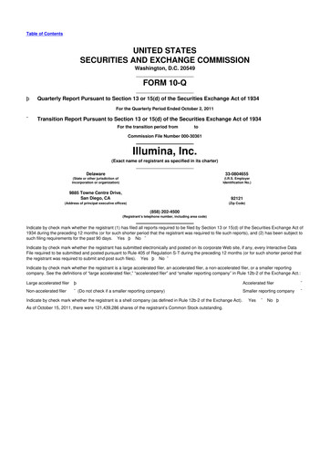 Thumbnail Illumina 10-Q Quarterly Report FY2011 